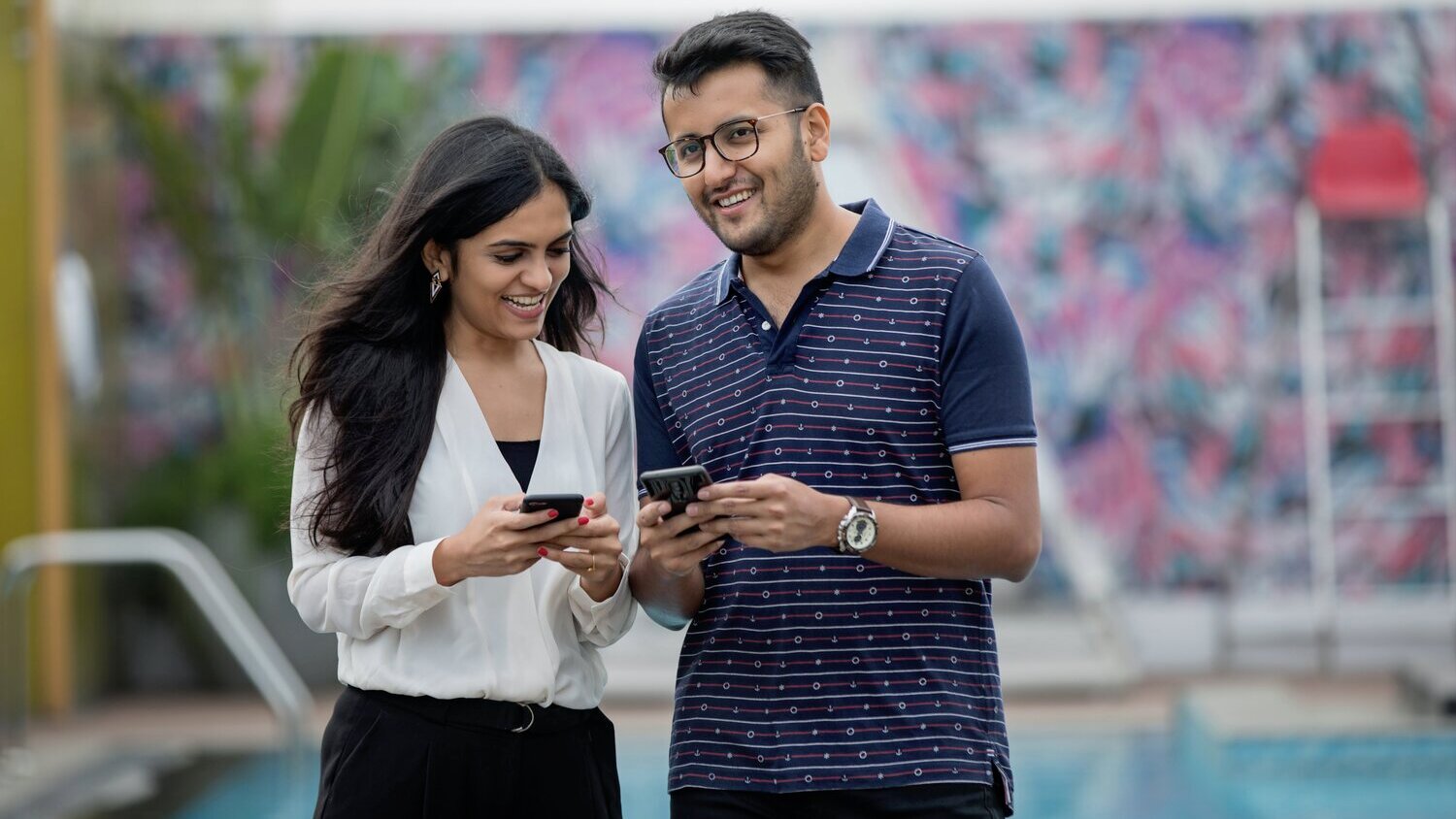 Couple smiling while standing