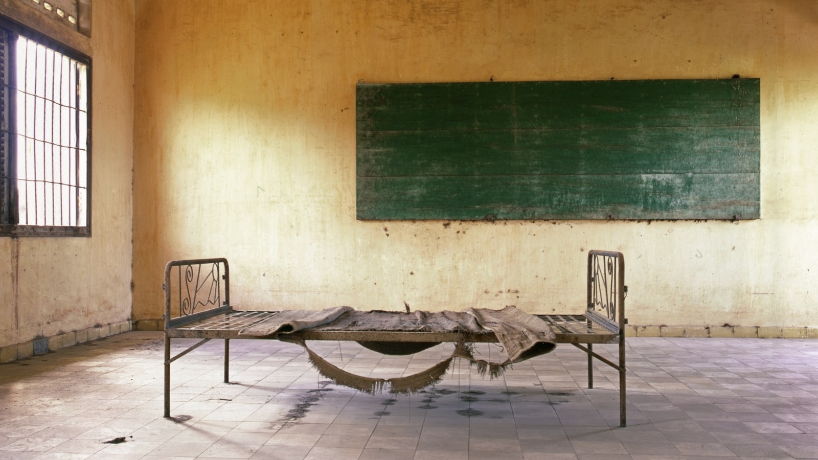 Rusting bed in a classroom